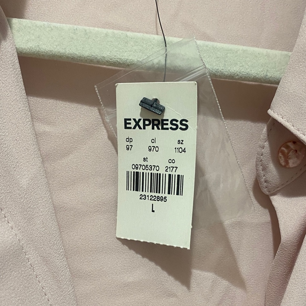 Express Dusty Pink Button-Front Collared Blouse N… - image 4